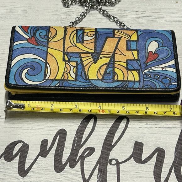 Brighton LOVE GROOVE Crossbody Wallet Bag Multicolor Leather Slim Purse - Picture 11 of 12